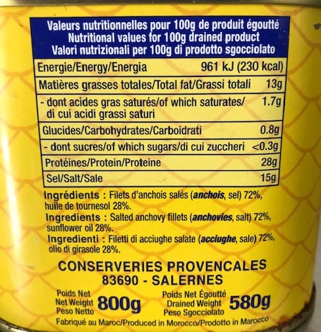 Anchovy in Olive oil 800 grs Can Unit